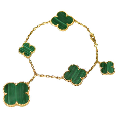 [Stellar Jewelry]MAGIC CLOVER MALACHITE GOLD BRACELET 5 MOTIFS