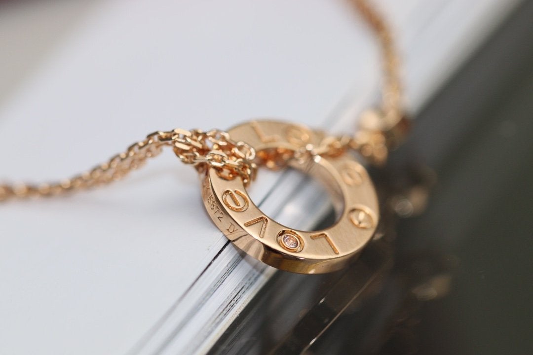 [Stellar Jewelry]LOVE NECKLACE ADJUSTABLE ROSE GOLD 2 DIAMOND