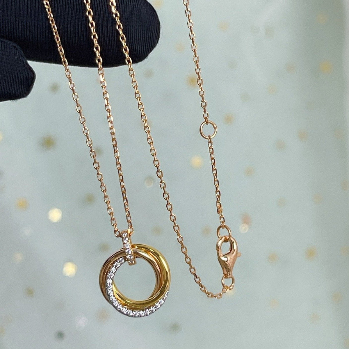[Stellar Jewelry]TRINITY NECKLACE SILVER GOLD PINK GOLD DIAMONDS