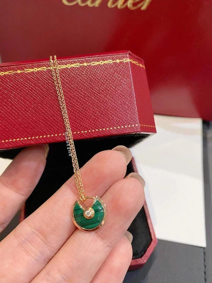 [Stellar Jewelry]AMULETTE ROSE GOLD MALACHITE NECKLACE