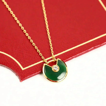 [Stellar Jewelry]AMULETTE GOLD MALACHITE NECKLACE