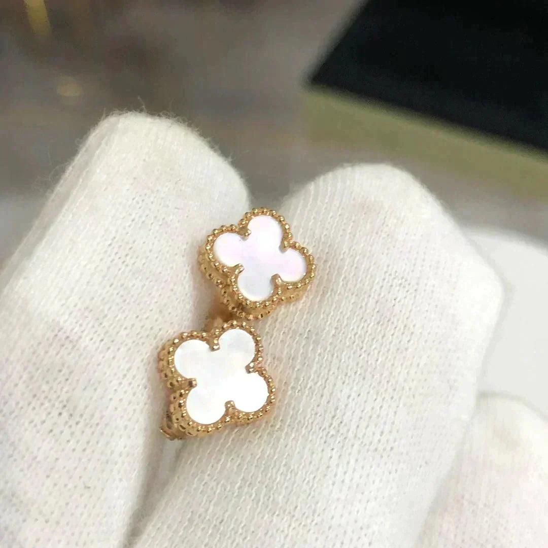 [Stellar Jewelry]CLOVER MINI 9.5MM WHITE MOP EARRINGS