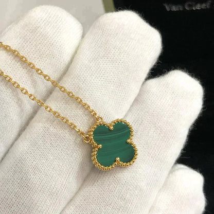 [Stellar Jewelry]CLOVER 15MM MALACHITE SINGLE FLOWER  NECKLACE