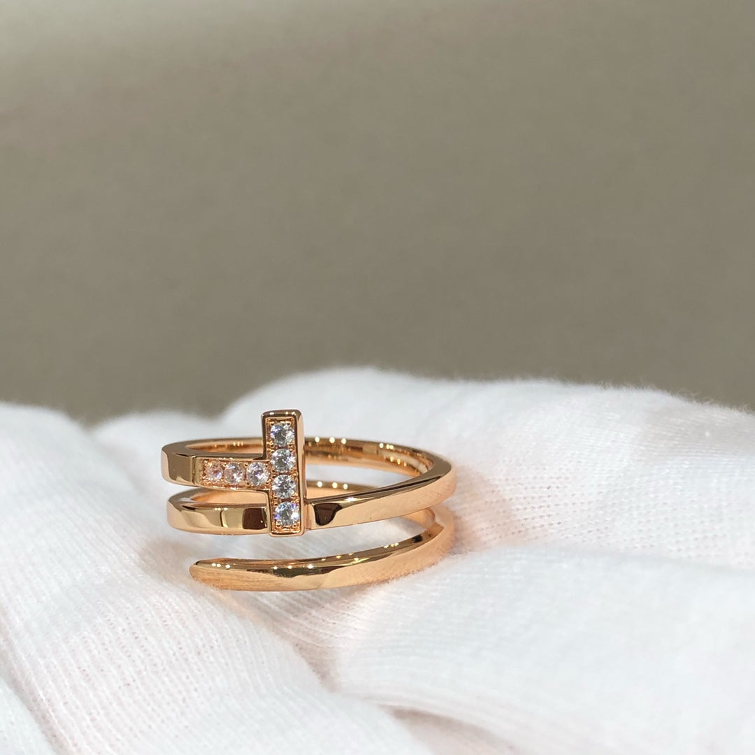 [Stellar jewels]T WIRE DOUBLE ROWS RING PINK GOLD