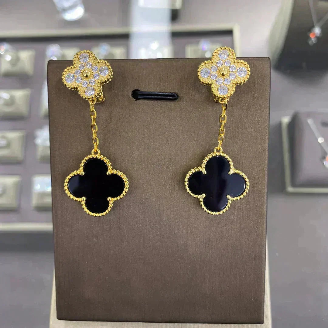 [Stellar Jewelry]CLOVER  2 MOTIFS  DIAMOND  EARRINGS (MULTIPLE CHOICESç´