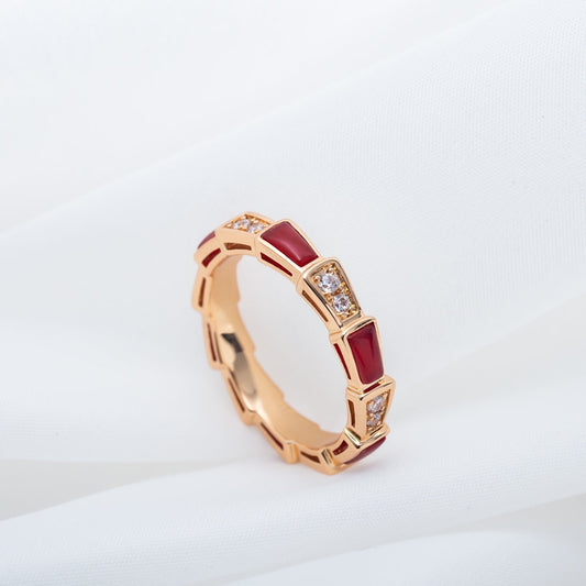 [Stellar Jewelry]SERPENTI RING PINK GOLD CARNELIAN DIAMOND 3MM