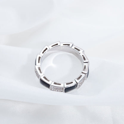 [Stellar Jewelry]SERPENTI RING SILVER DIAMOND BLACK MOP 4MM