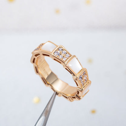 [Stellar Jewelry]SERPENTI RING PINK GOLD MOP DIAMOND PAVED 4MM