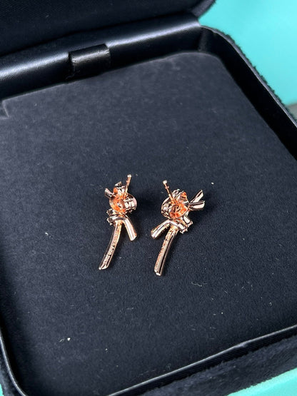 [Stellar jewels]KNOT EARRINGS PINK GOLD DIAMOND