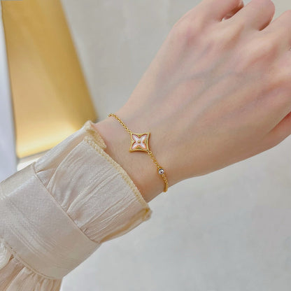 [Stellar Jewelry]STAR 1 DIAMOND PINK GOLD BRACELET