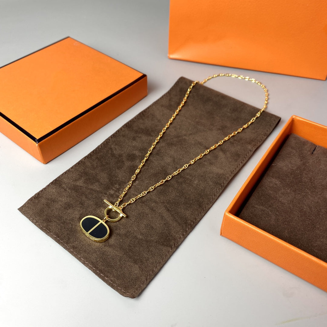 [Stellar Jewelry]CHAINE VERSO BLACK CERAMIC NECKLACE