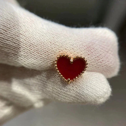 [Stellar Jewelry]HEART CARNELIAN STUD EARRINGS