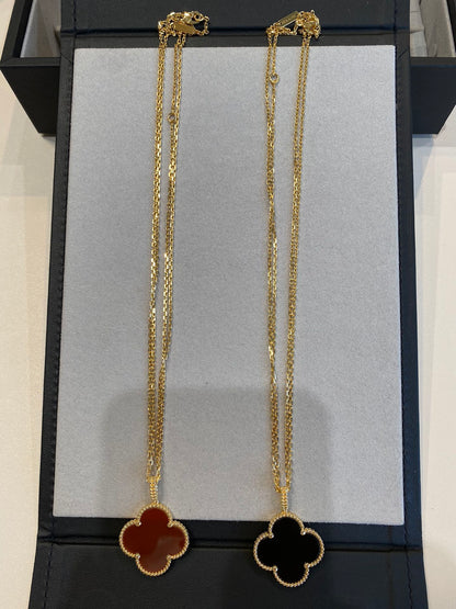 [Stellar Jewelry]CLOVER 25MM NECKLACE GOLD CARNELIAN