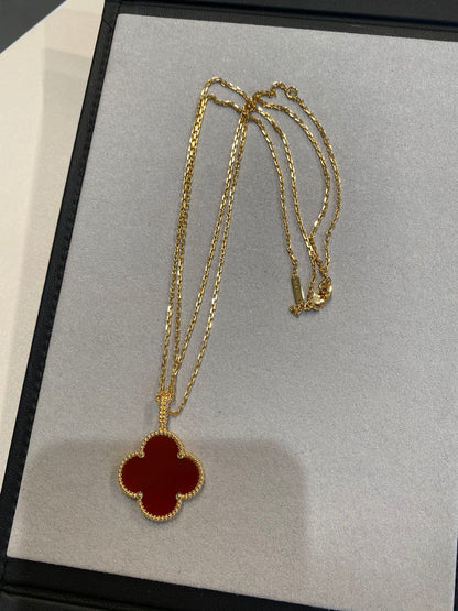 [Stellar Jewelry]CLOVER 25MM NECKLACE GOLD CARNELIAN