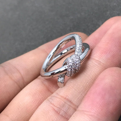 [Stellar jewels]KNOT RING DOUBLE ROW DIAMOND