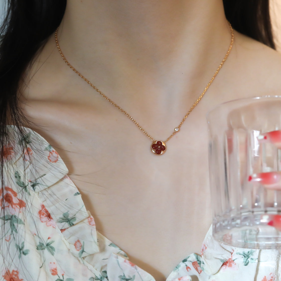 [Stellar Jewelry]SUN PEDANT PINK GOLD 1 DIAMOND NECKLACE