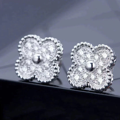 [Stellar Jewelry]CLOVER 1 MOTIFS DIAMOND STUD EARRINGS SILVER