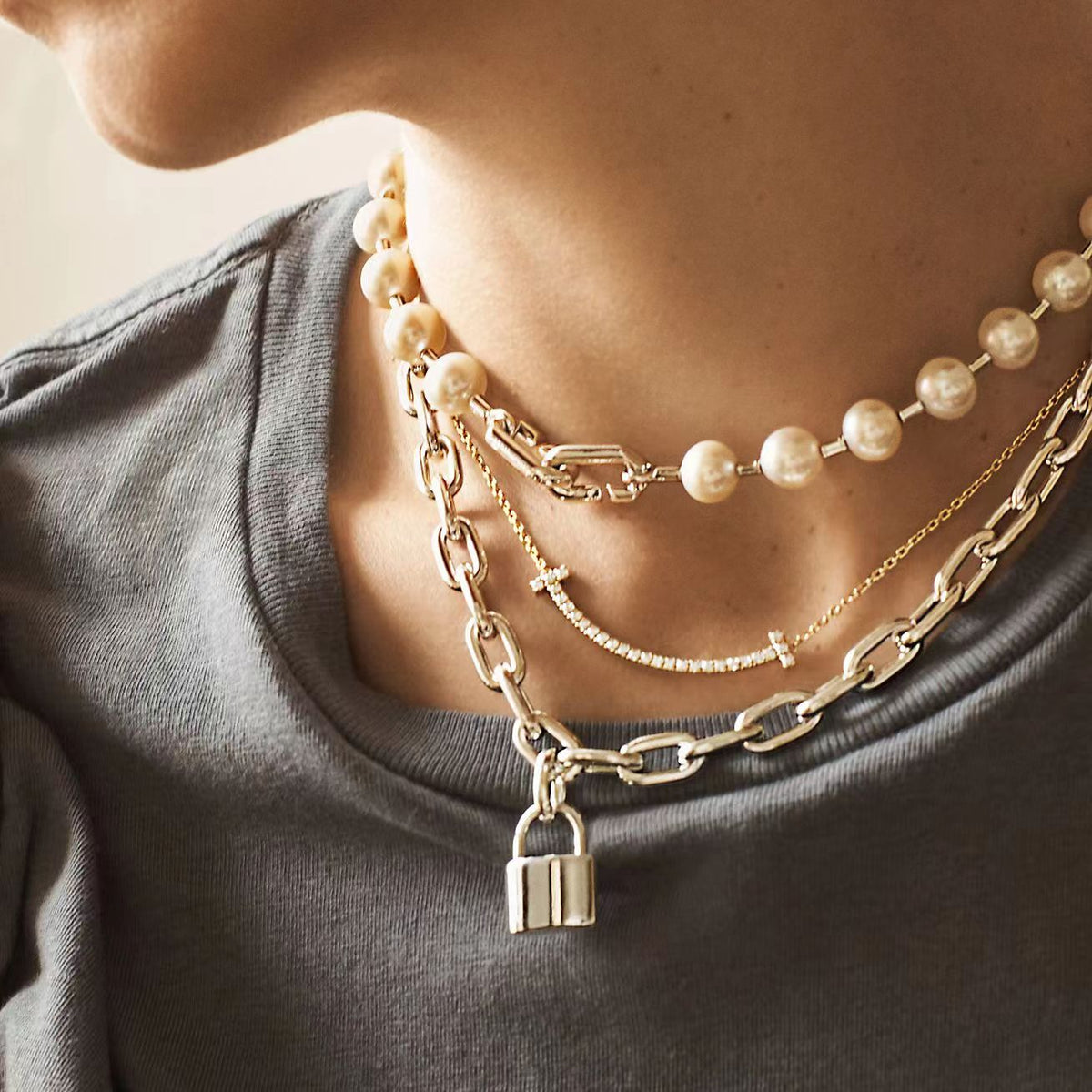 [Stellar jewels]HARDWEAR PEARL WRAP NECKLACE