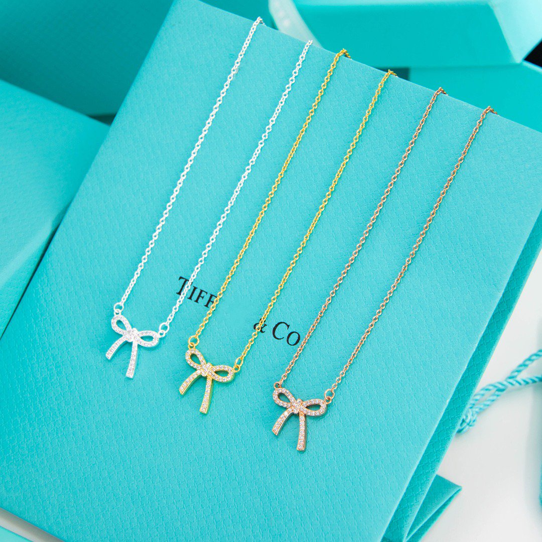 [Stellar jewels]RIBBON NECKLACE BOW PENDANT DIAMOND CHARM CHAIN