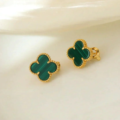 [Stellar Jewelry]CLOVER MEDIUM 1 MOTIFS MALACHITE  EARRINGS