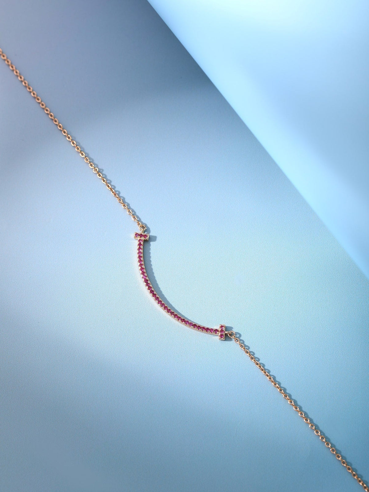 [Stellar jewels]BIG SMILE PEDANT PINK DIAMOND NECKLACE
