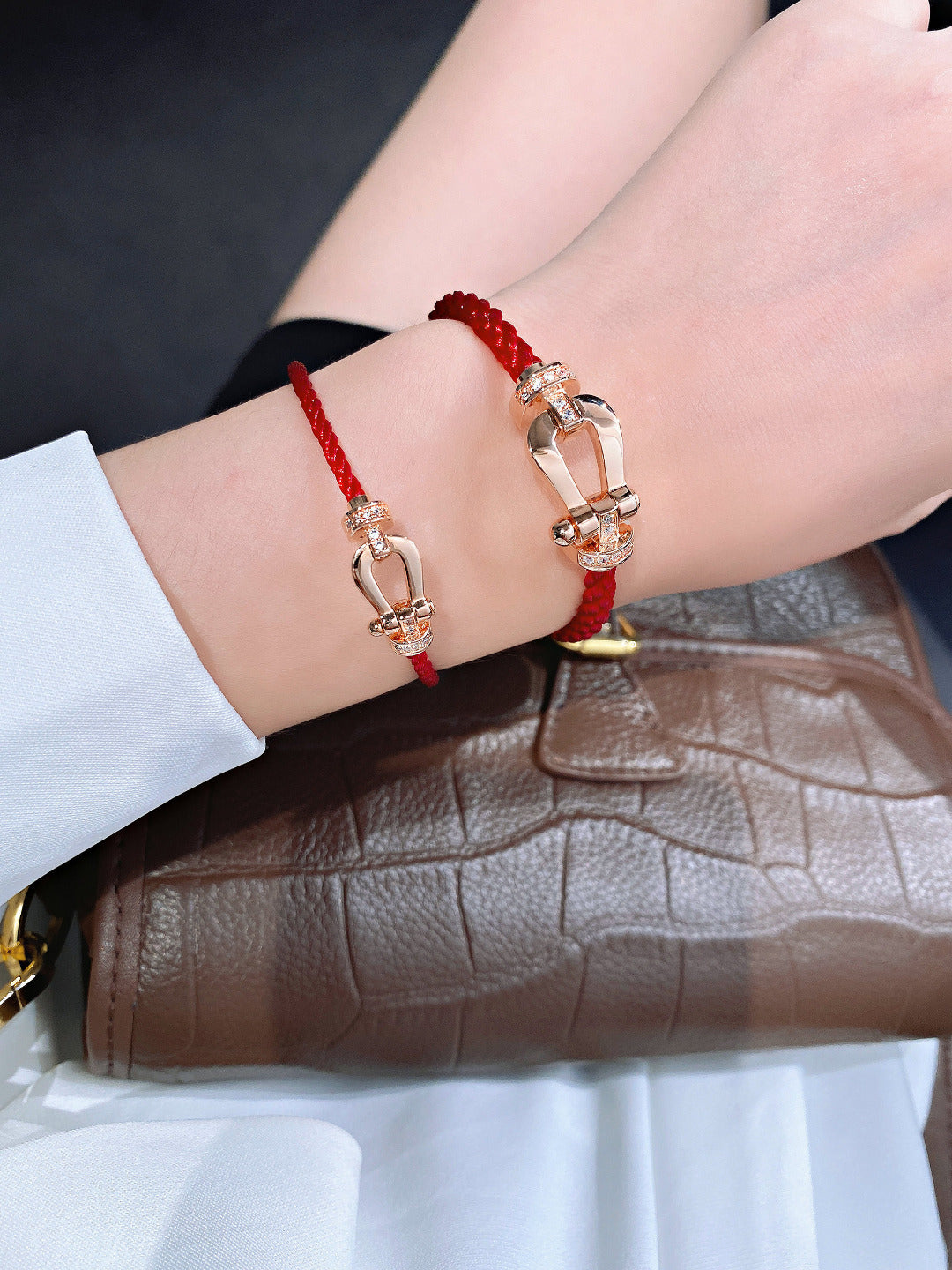 [Stellar Jewelry]FORCE 10 HALF DIAMOND PINK GOLD RED CORDERI LARGE AND MEDIUM MODEL