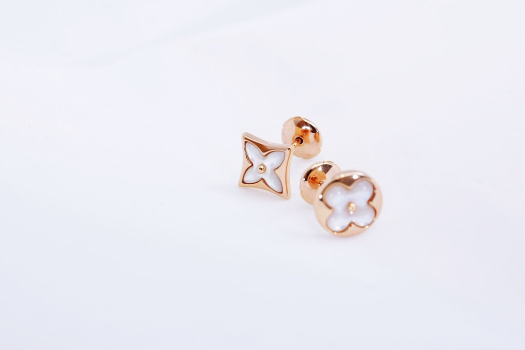 [Stellar Jewelry]STAR AND SUN PINK GOLD MOP STUD EARRINGS