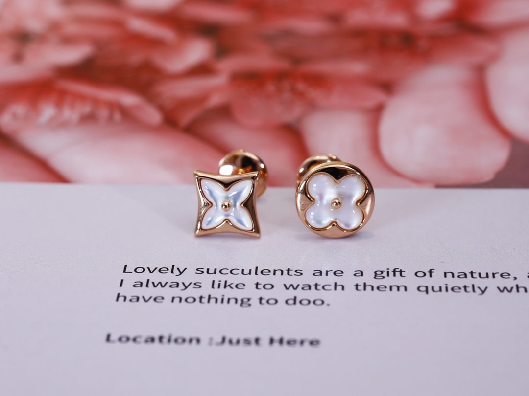[Stellar Jewelry]STAR AND SUN PINK GOLD MOP STUD EARRINGS