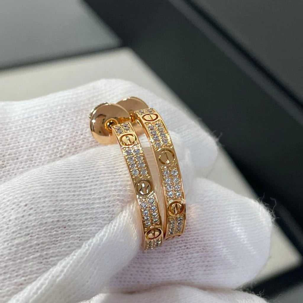 [Stellar Jewelry]LOVE EARRINGS 3.6MM DIAMOND PAVED