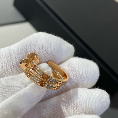 [Stellar Jewelry]LOVE DIAMOND PINK GOLD HOOP EARRINGS