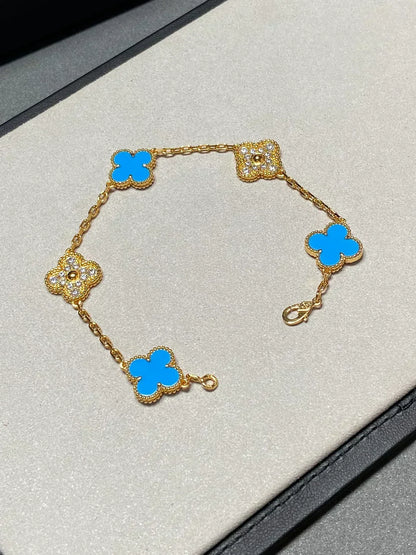 [Stellar Jewelry] CLOVER 5 MOTIF BLUE AGATE BRACELET COLLECTION
