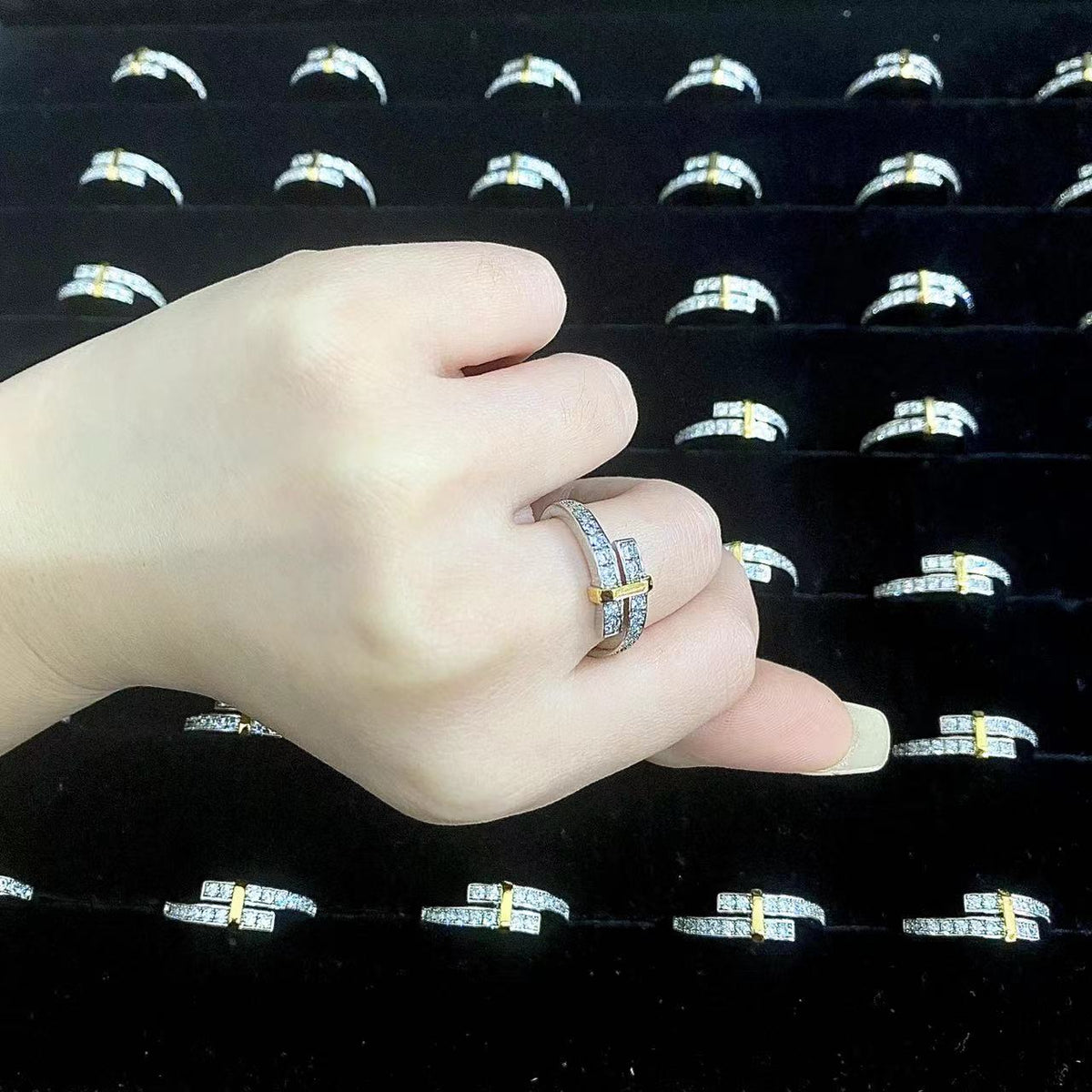 [Stellar jewels]EDGE GOLD SILVER DIAMOND RING