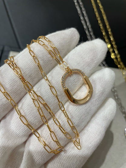 [Stellar jewels]LOCK MEDIUM PENDANT DIAMOND NECKLACE