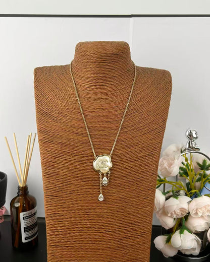 [Stellar Jewelry]Cloud Pearl Mother-of-Pearl Diamond Chain Pendant Necklace