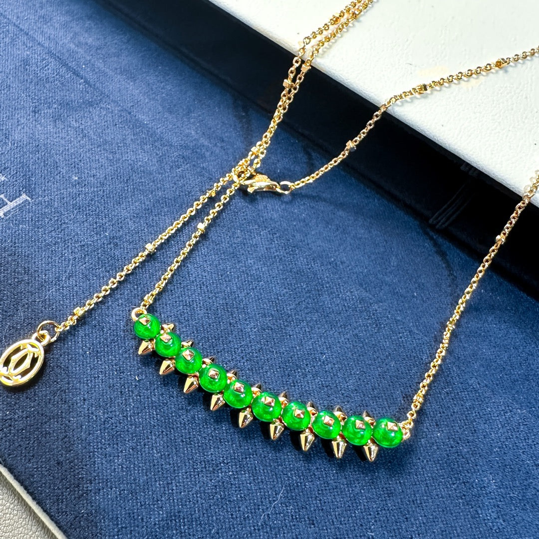 [Stellar Jewelry]New Arrival: Green Bead Rivet Necklace