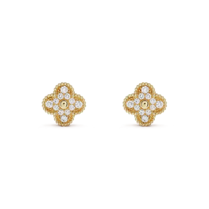 [Stellar Jewelry]CLOVER MEDIUM 1 MOTIFS FUll DIAMOND EARRINGS