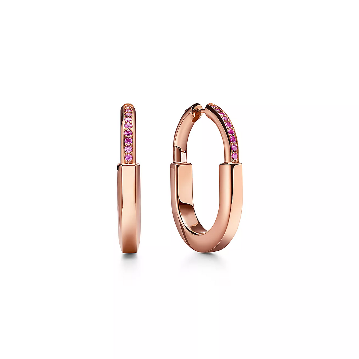 [Stellar jewels]LOCK MEDIUM PINK DIAMOND PINK GOLD EARRINGS