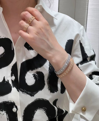 [Stellar Jewelry]2026 WOVEN-PATTERN BRACELET SET WITH FULL DIAMOND INLAY THREE-COLORS