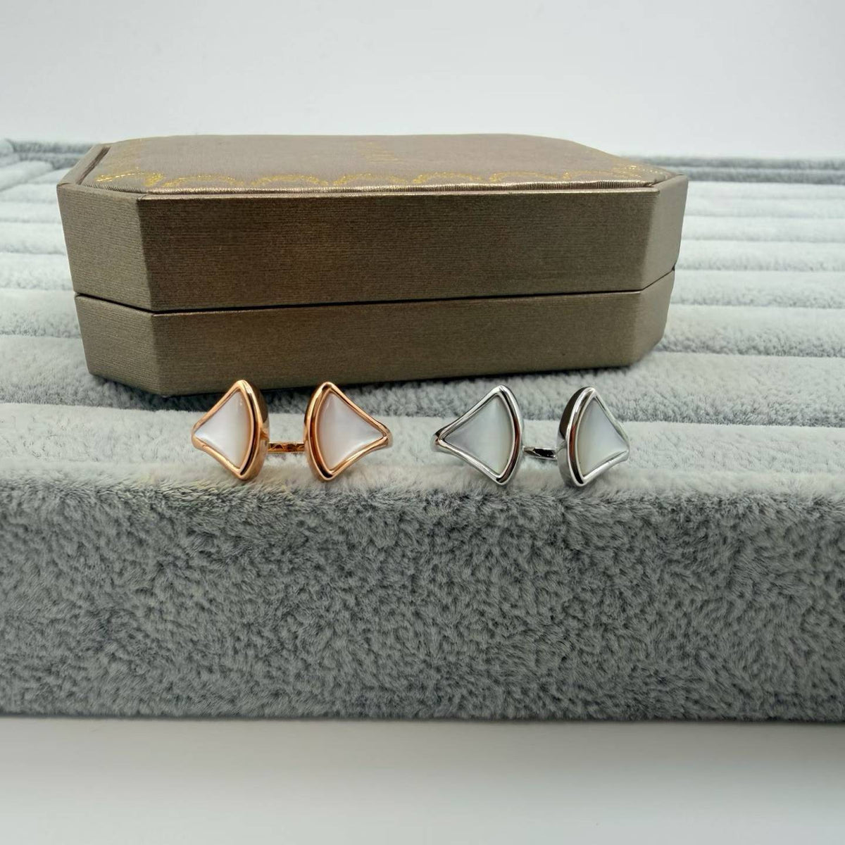 [Stellar Jewelry]FAN SHAPE DOUBLE SHELL OPEN RING