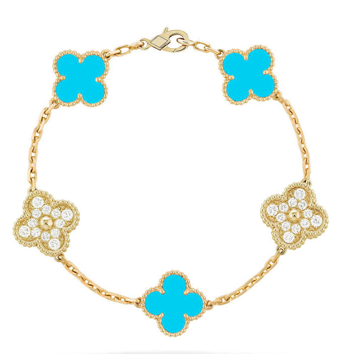 [Stellar Jewelry] CLOVER 5 MOTIF TURQUOISE BRACELET COLLECTION