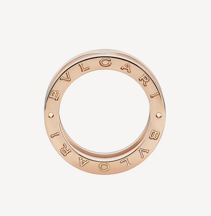 [Stellar Jewelry]ZERO 1 TWO-BAND LOOPS AND WHITE CERAMIC SPIRAL PINK GOLD RING