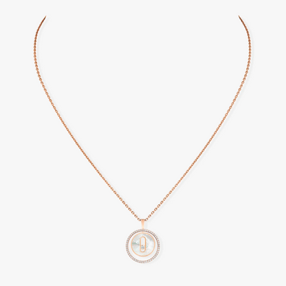 [Stellar Jewelry]LUCKY MOVE 1 DIAMOND WHITE MOTHER OF PEARL PINK GOLD DIAMOND NECKLACE