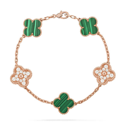 [Stellar Jewelry] CLOVER 5 MOTIF MALACHITE BRACELET COLLECTION