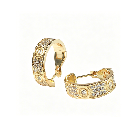 [Stellar Jewelry]LOVE 5.5MM DIAMOND PAVED EARRINGS