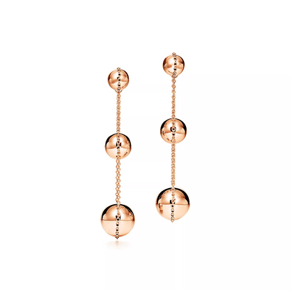 [Stellar jewels]TRIPLE DROP PINK GOLD EARRINGS