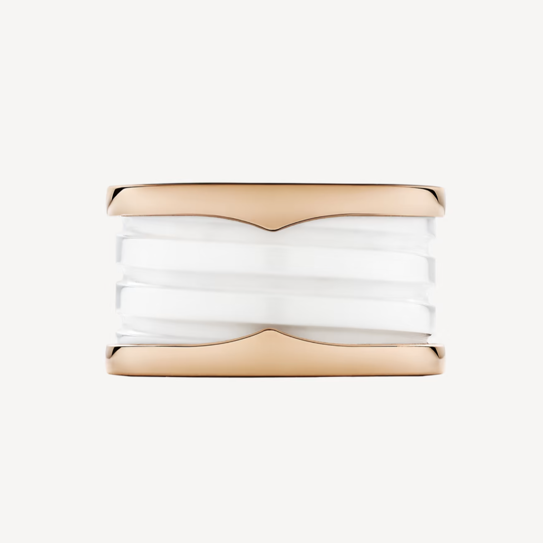 [Stellar Jewelry]ZERO 1 FOUR-BAND LOOPS AND WHITE CERAMIC SPIRAL PINK GOLD RING
