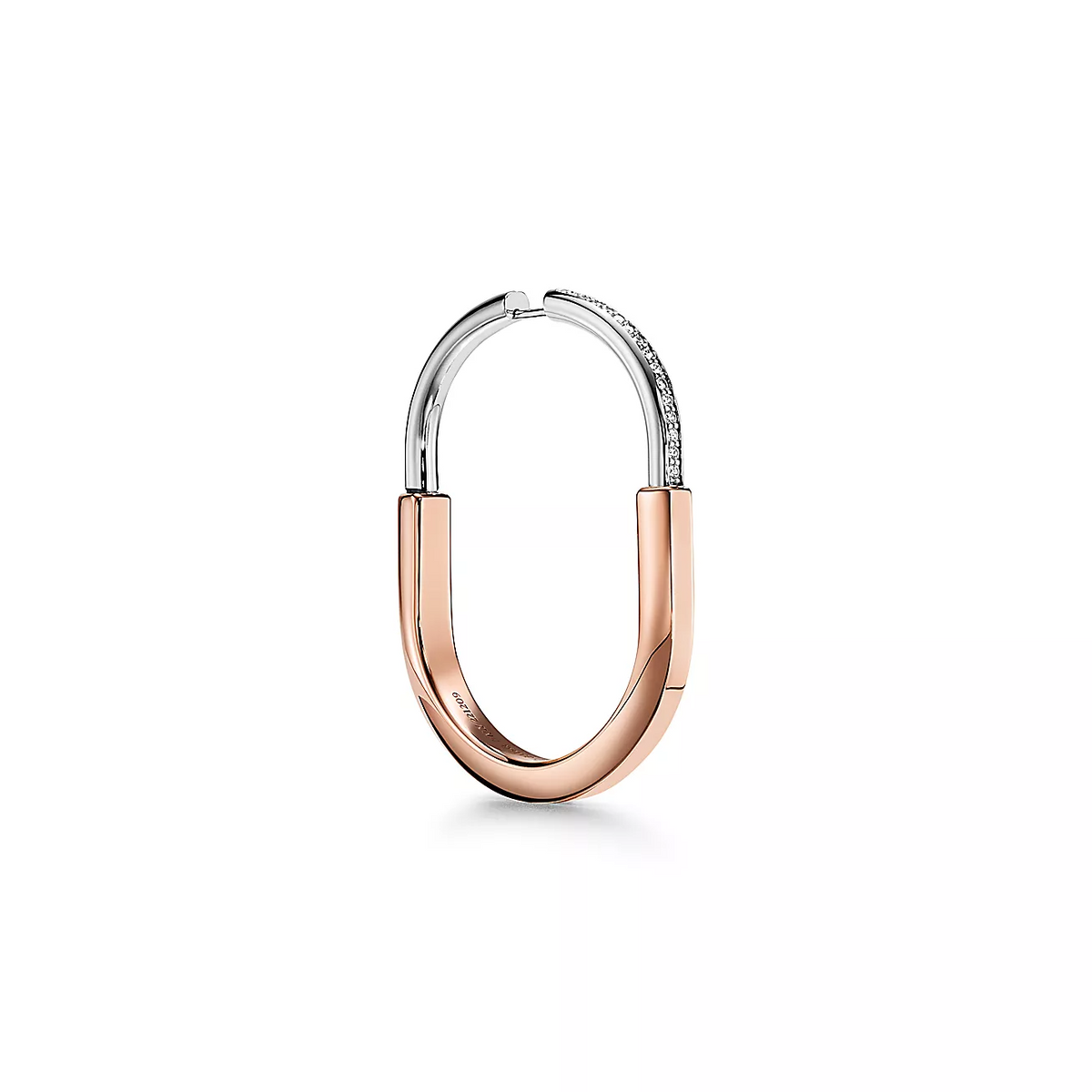 [Stellar jewels]LOCK EARRINGS ROSE AND WHITE GOLD DIAMONDS EXTRA LARGE