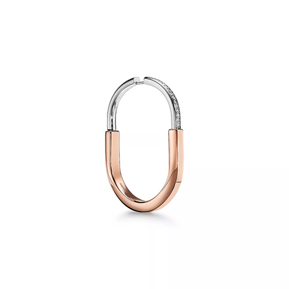 [Stellar jewels]LOCK EARRINGS ROSE AND WHITE GOLD DIAMONDS EXTRA LARGE