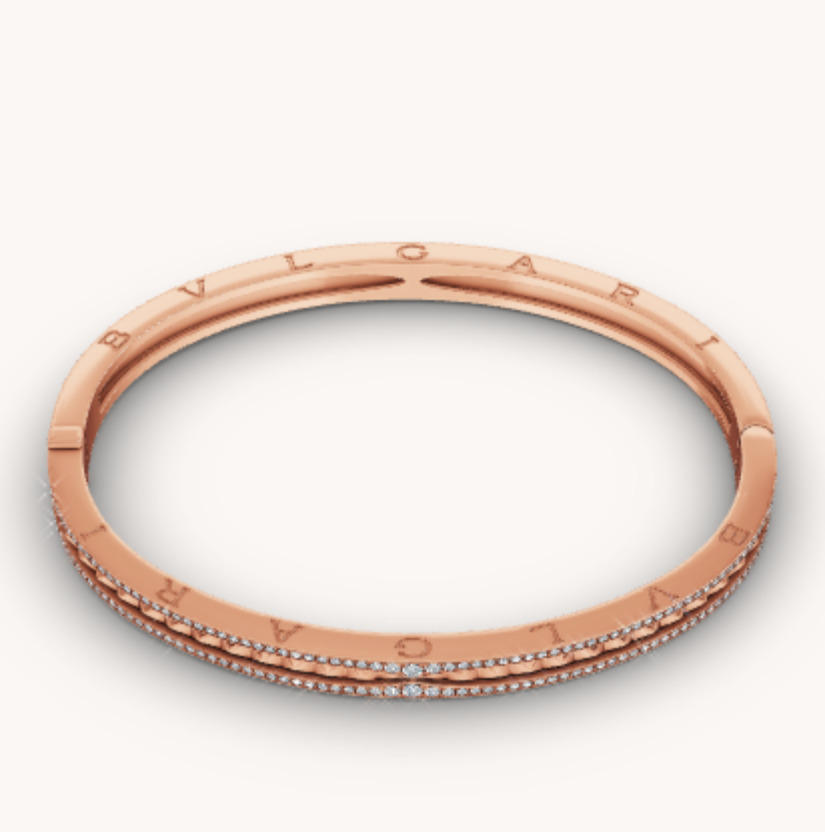 [Stellar Jewelry]ZERO 1 SPIRAL AND PAVED DIAMOND PINK GOLD BRACELET