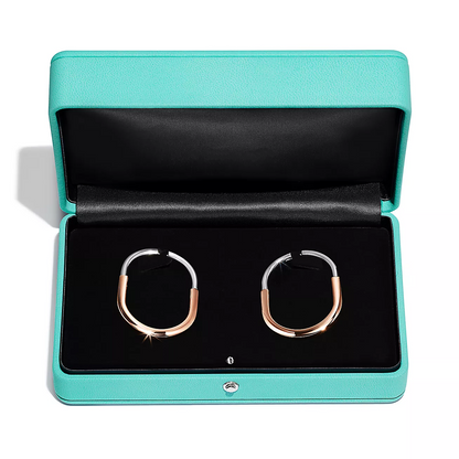 [Stellar jewels]LOCK EARRINGS ROSE AND WHITE GOLD DIAMONDS EXTRA LARGE
